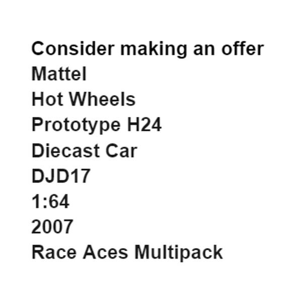 Mattel Hot Wheels Prototype H24 Diecast Car Race Aces Multipack 2007 White DJD17 - Picture 2 of 12